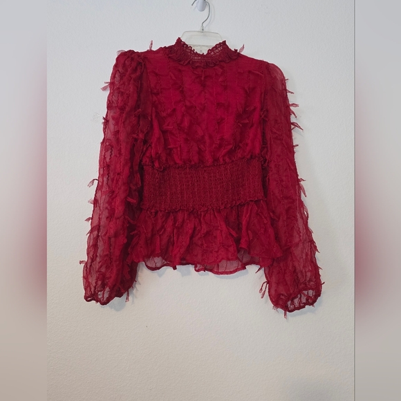 Zara Red Frill Top - Picture 3 of 9